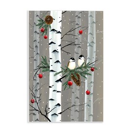 Stupell Industries Birds and Holiday Ornaments Birch Tree Forest, Design by Grace Popp Wall Plaque, 13x19, Brown