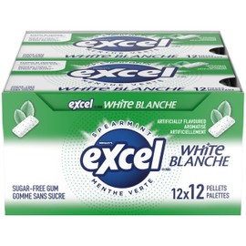 Excel White Sugar-Free Gum, Spearmint, 12 Count