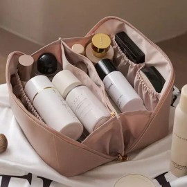 여성용 대용량 메이크업 가방 가죽 다기능 세면 용품 정리함 휴대용 여행 방수 보관 케이스 Women's Large Makeup Bag Leather Multi-Functional Toiletry Organizer Travel Waterproof Storage Case