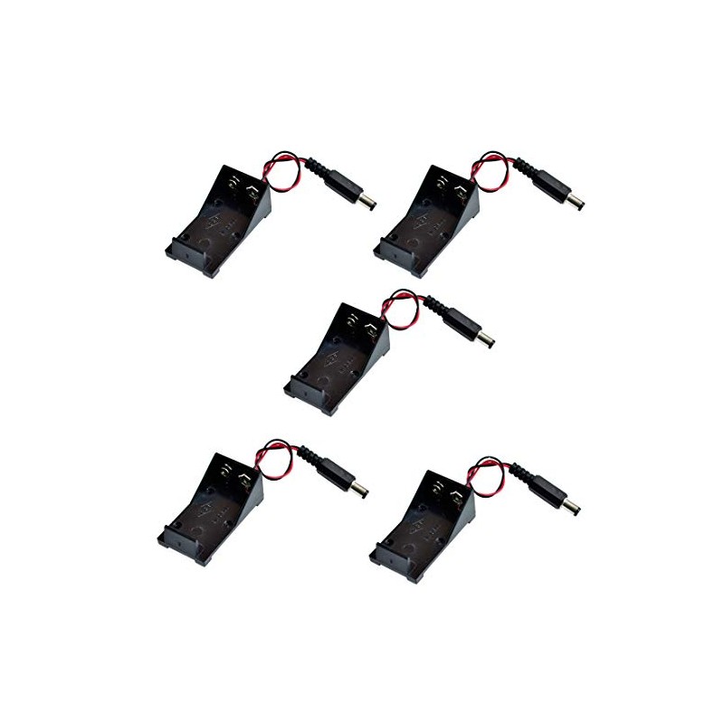 HiLetgo 5pcs Battery Holder Box with DC Plug for Arduino