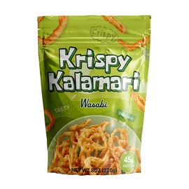 Krispy Kalamari Made with Real Calamari, Crispy, Yummy, Crunch, Tasty, High Protein, Fried Calamari, Snack, Resealable package, 8oz (Wasabi)