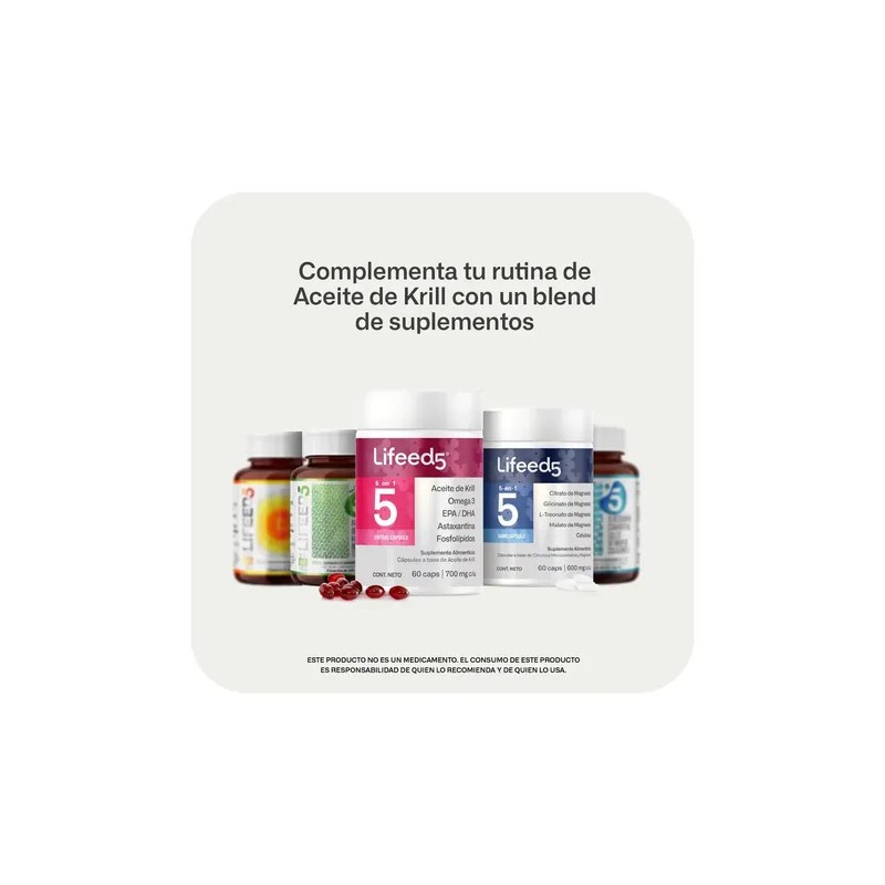 Suplemento Aceite De Krill Omega 3 Lifeed5 60 Cápsulas Sabor