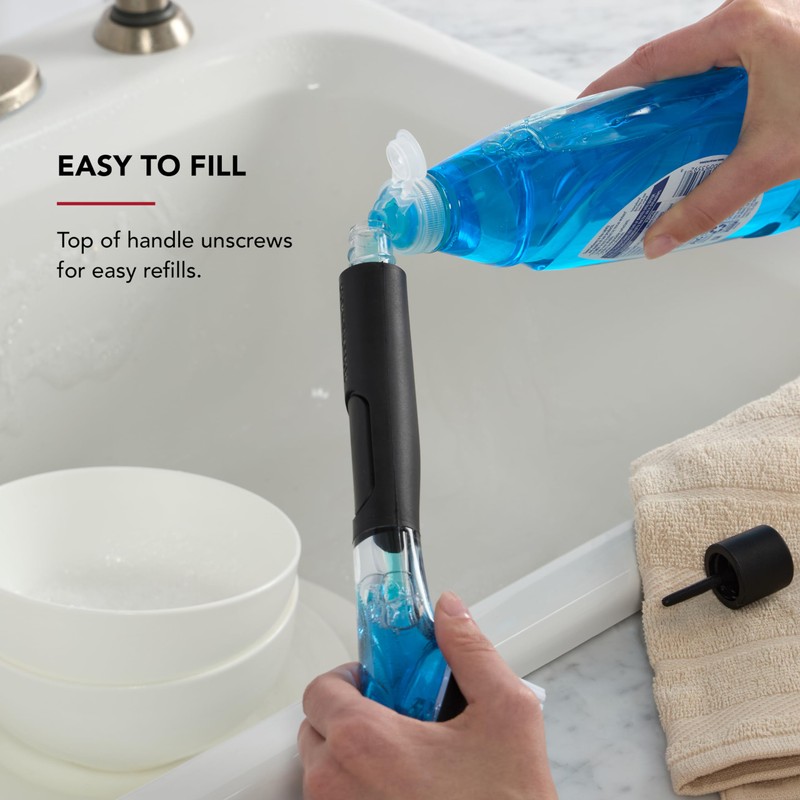 KitchenAid Soap Dispensing Sink Brush with Easy to Fill Handle,