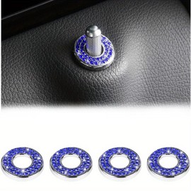 Addein 4Pcs Car Door Lock Cover Stickers, Car Inner Door Lock Pull Cover, Bling Rhinestone Interior Decoration Stickers for C200L GLC260 C260L