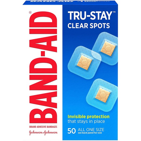 Band-Aid Brand Adhesive Bandages, Clear Spots, 50 Count (Pack of 1) - Packaging May vary