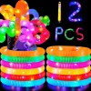 12 Pulseras Elásticas De Neón Luz Led Para Fiestas Batucada