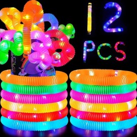12 Pulseras Elásticas De Neón Luz Led Para Fiestas Batucada