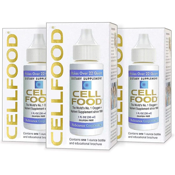 Cellfood Liquid Concentrate - 1 fl oz, 3 Pack - Oxygen + Nutrient Supplement - Supports Immune System, Energy, Endurance, Hydration & Overall Health - Gluten Free, Non-GMO, Kosher - Makes 22+ Quarts