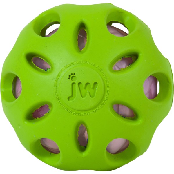 J.W. JW JW47015 Crackle Ball, Rubber Ball with a Plastic Bottle Heart for Dogs, L