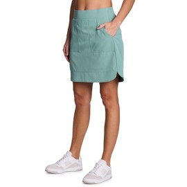 RBX Active Longer Length Skort for Women, Quick Drying Woven Pickleball Golf Skort with Pockets for Tennis, Hiking, Running Sea Glass S