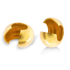 100pcs Crimp Beads for Jewelry Making - 18K Gold Crimp Bead Covers, Half Round Open Crimp Bead Knot Covers 4mm (0.16 Inch) Beads Gold Plated Brass for Jewelry Craft Making