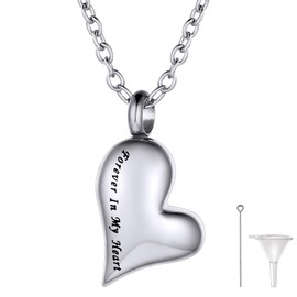 Urn Jewelry for Human Ashes Forever in My Heart Cremation Necklace + 20'' Chain Stainless Steel Accessories Waterproof Memorial Gift