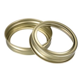 uxcell Canning Jar Rings, 48 Pcs - Tinplate Split-Type Mason Jar Replacement Bands Regular Mouth Leak Proof Fits Storage Cover (Gold)