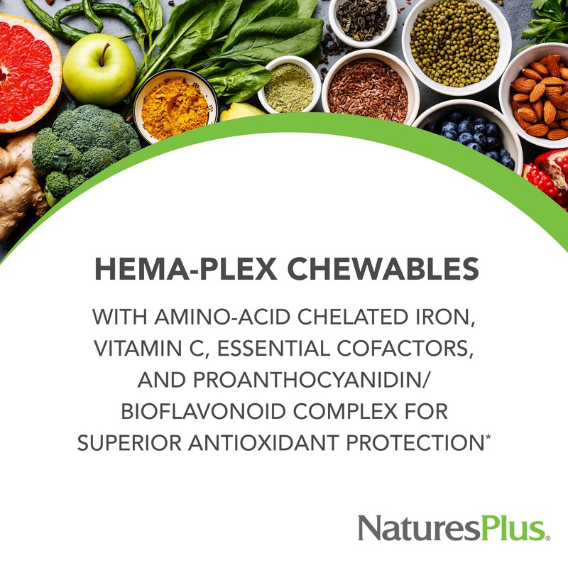 Natures Plus Hema-Plex Iron - 60 Mixed Berry Chewables -