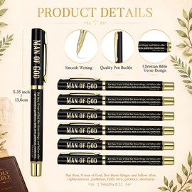 10 Sets Father's Day Gifts Bulk Black Man of God Christian Gift for Men Man of God Journal and Pen Set Christian Journal Bible Verse Pen Jesus Religious Faith Gift for Dad Pastors Church