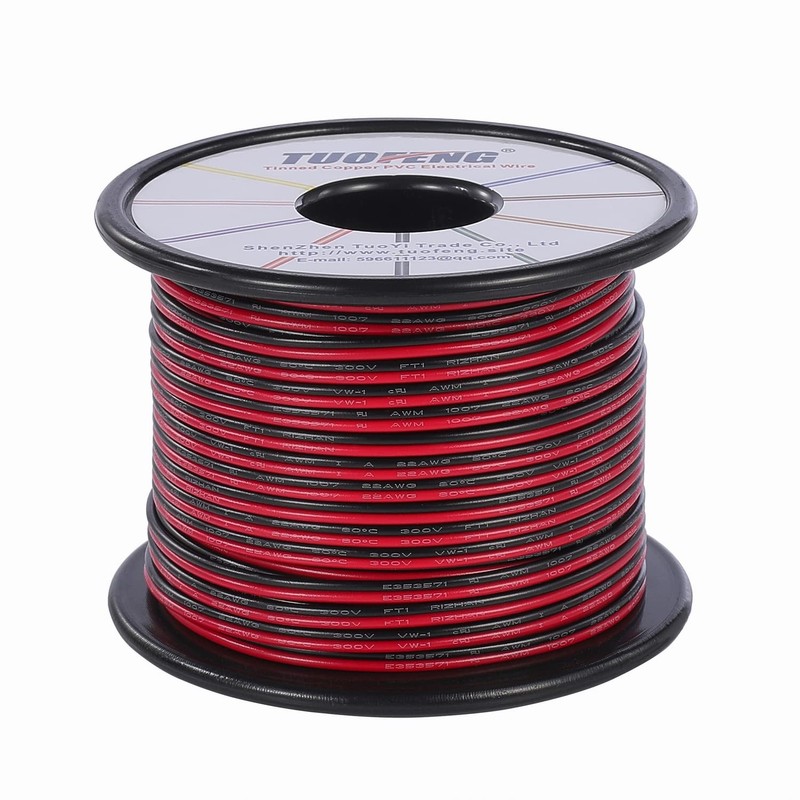 TUOFENG 22awg Electrical Wire 100 ft 22 Gauge Led Wire