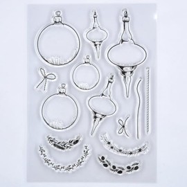 DDOUJOY Merry Christmas Ball Leaves Pinecone Pine Branch Star Background Clear Stamps for Card Making Decoration and DIY Scrapbooking 3090929