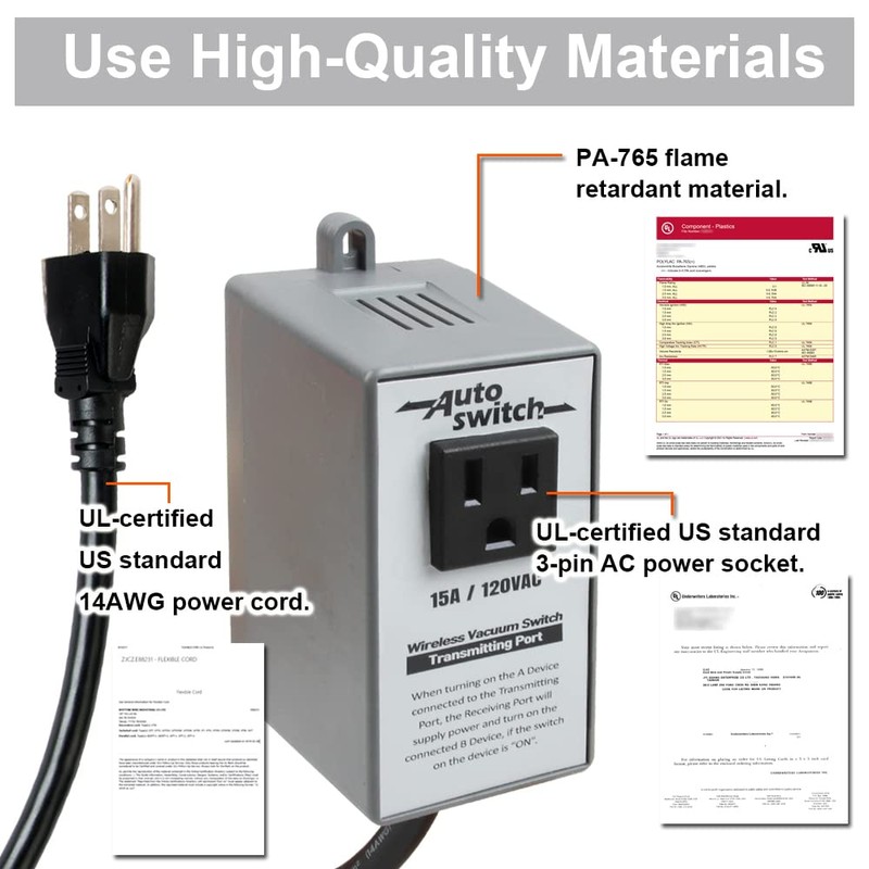 O'SKOOL Wireless Electrical Outlet Switch, 433M Transmitter 120V Plug(Receiver Switch