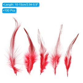 PATIKIL Saddle Hackle Rooster Feather 4-6", 100 Pcs Rooster Feathers Loose Hackle Feathers for Dream Catcher Earrings DIY, Red