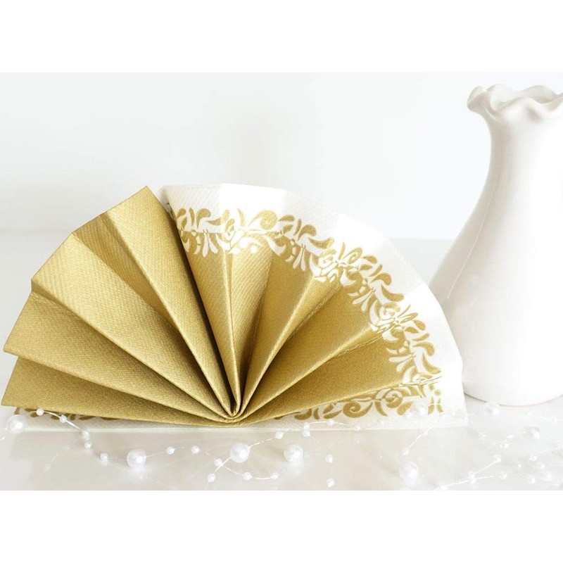 50 Napkins Fabric-Like – Romantic; Colour: Gold, Size: 40 x