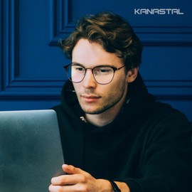 KANASTAL Women's Glasses Frames Anti-Blue Without Prescription with Spring Hinges Super Light Anti-Fatigue Glasses, 7-black