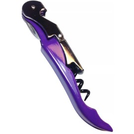 TIPSY Wine Products Purple Corkscrew Doubled Hinged Waiters Wine Key Bottle Opener with Foil Cutter