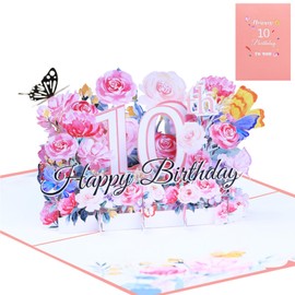 10th Birthday Card 3D Pop Up Birthday Card 10 Years Old Birthday Card 10th Birthday Decorations for Girl Happy 10 Years Old Birthday Gifts