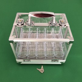 Yuanhe 600 Chip Clear Acrylic Poker Chip Locking Carrier-Includes 6 Chip Racks