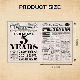 DUGUTUL Vintage 5th Birthday Card, 5 Birthday Decoration, Nostalgic Birthday Card for 5 Years Old Boy Girl, Retro Happy 5th Birthday Party Decoration, Envelope Included