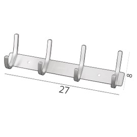 Hook Rack with 4 Double Hooks - Stainless Steel Coat Rack - Wall Hooks for Drilling - Black