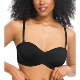 HACI Women's Strapless Bra Non Padded Underwire Minimizer Support Bras(Black，32DDD