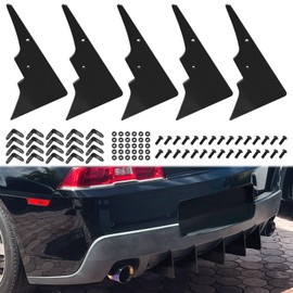 for Camaro 5th Gen Rear Diffuser Set V1 2014-2015, 5 Fins Set Diffuser Shark Fin Kit (Black)