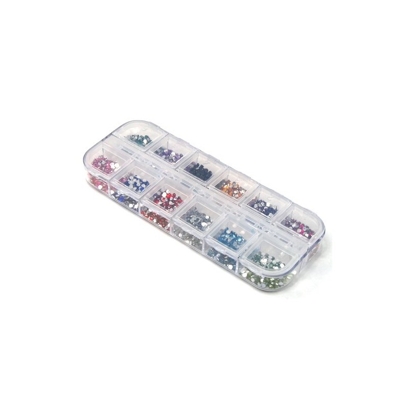Accessotech 3000 Mix Colour Nail Art Glitter Gems Rhinestones Round