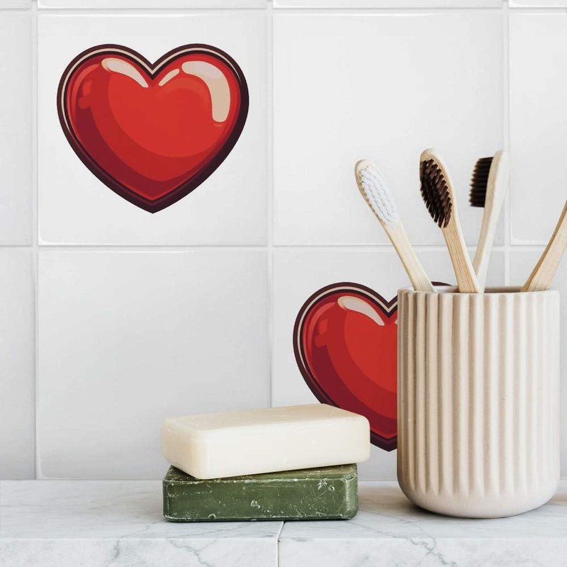 'Valentine's Heart' 108mm Square Ceramic Tile (TD00032047)