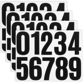 Ymapinc Number Decals, 4 Inch Self Adhesive House Address Numbers for Mailbox, 4 Sheets 0-9 Vinyl Waterproof Sticky Black Number Stickers for Trash Cans Door Outdoor Signs