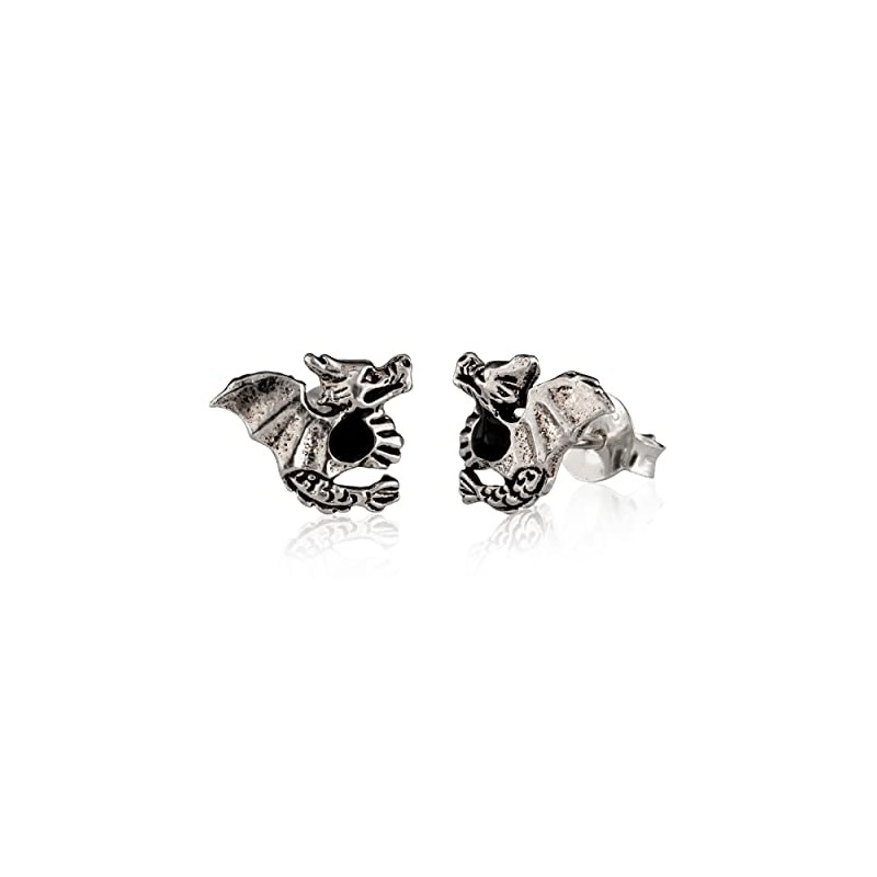 NKlaus Pair of Celtic Gothic Dragon Stud Earrings 925 Silver