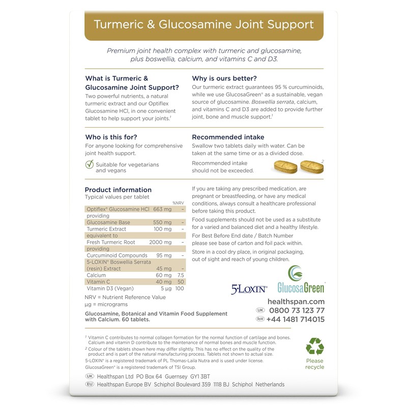 Healthspan Turmeric & Glucosamine Joint Support | 60 Tablets |