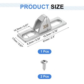 sourcing map Sliding Door Keepers, 2.4" x 0.67" 304 Stainless Steel Sliding Glass Door Lock Keepers Sliding Door Lock Latch with Mounting Screw for Various Sliding Patio Door, Silver