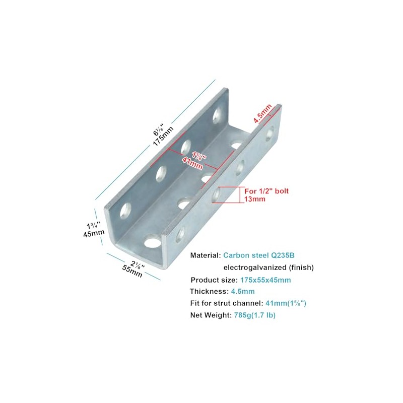eoere 2 PCS U Shaped Splice Fittings Strut Connector Bracket