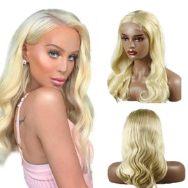 Weeybay 4x4 HD Transparent Lace Front Wigs #613 Blonde Body Wave Human Hair Wig 100% Unprocessed Baby Hair Blonde Color NO Smell No Tangle 28 Inch