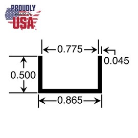 Outwater Mill Finish 3/4'' Inside Dimension Aluminum U-Channel 36'' Length (Pack of 4) Alu447-M C-Channel