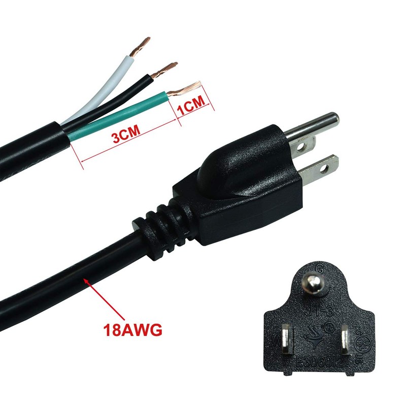6ft 18 Gauge 3 Prong Heavy Duty Replacement Power Supply