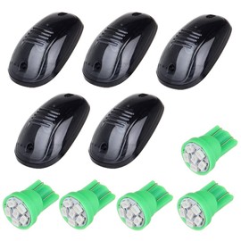ECCPP Cab Marker Light 5 Pack Smoke Cab Marker Clearance Roof Running Top Light Covers and 5 Pack Green LED for 2003-2018 for Dodge for Ram 2500 3500
