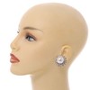 Statement Crystal Faux Pearl Floral Clip On Earrings In Silver