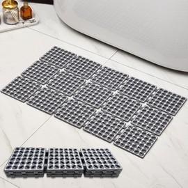HTWELL Shower Mat 26.2x15.6 Inch Gray,Non-Slip Bath Mat with Ultra Strong Suction,Durable TPE+PP, Anti-Slip Bathtub Mat, Wall-Mountable&Foldable, Quick-Dry Drain Holes