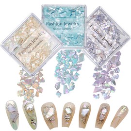CHANGAR 3D Aurora Abalone Seashell for Nail Art，Aurora Polished Colorful Shell Nail Art Sequins Natural Color Ultrathin Shell Nail Art Decoration Accessories