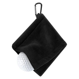 FamGift Golf Towel Golf Towel Cleaning Tool Mount Buckle Soft Fine Texture Microfiber Towel Accessory Convenient (Black)