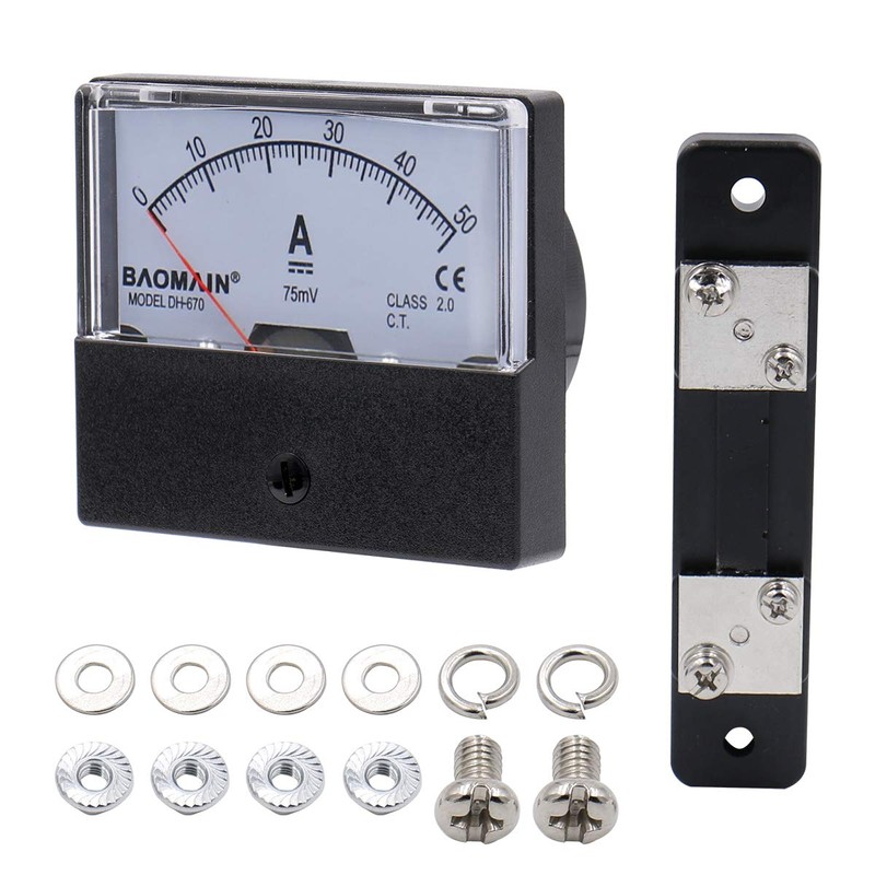 Baomain DH-670 DC 0-50A Analog Amp Panel Meter Current Ammeter
