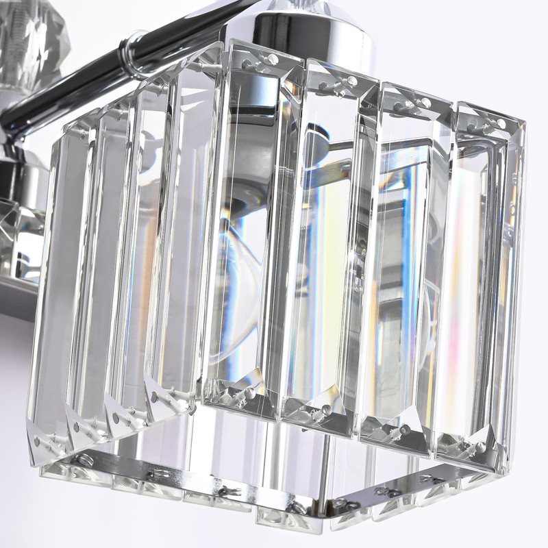 PRESDE Bathroom Vanity Light Fixtures, Modern Crystal Chrome 4 Light