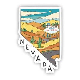 VulgrCo US State Nevada Cartoon Desert Las Vegas Funny Sticker Vinyl Waterproof UV Resistant Decal for Phones Laptops Water Bottles Tumblers Boats Cars Trucks Windows Kayak 3" inch Bumper Stickers